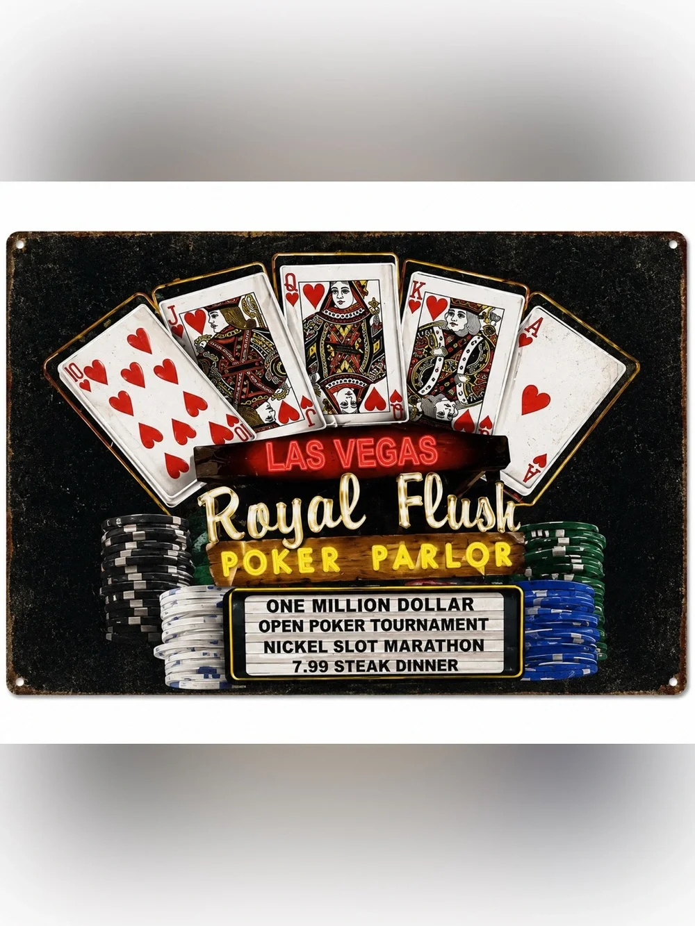 NEW Las Vegas Royal Flush Poker Parlor Metal Sign
